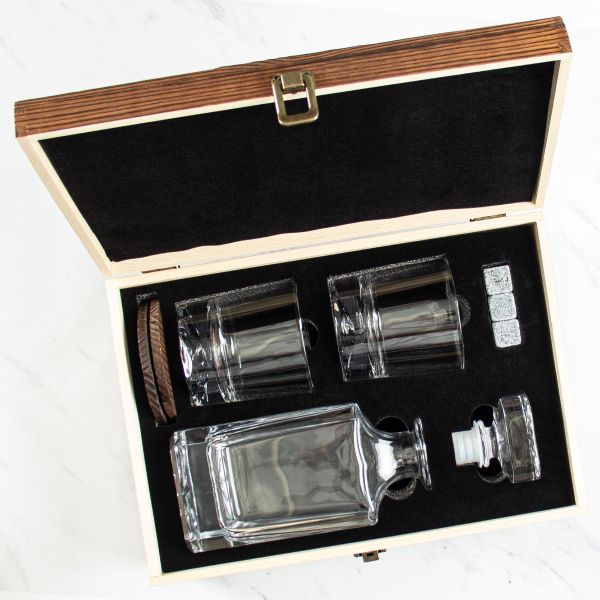 New York Jets Decanter Gift Set with Wood Gift Box - Football Fanatic Gift Ideas - Classic Personalized Whiskey Decanter Set - Man Cave Gifts - Gifts For Him
