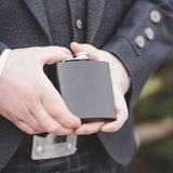 Personalized 6oz Matte Black Powder Coated Stainless Steel FSK602 Custom Engraved Alpha Tau Omega Coat of Arms
