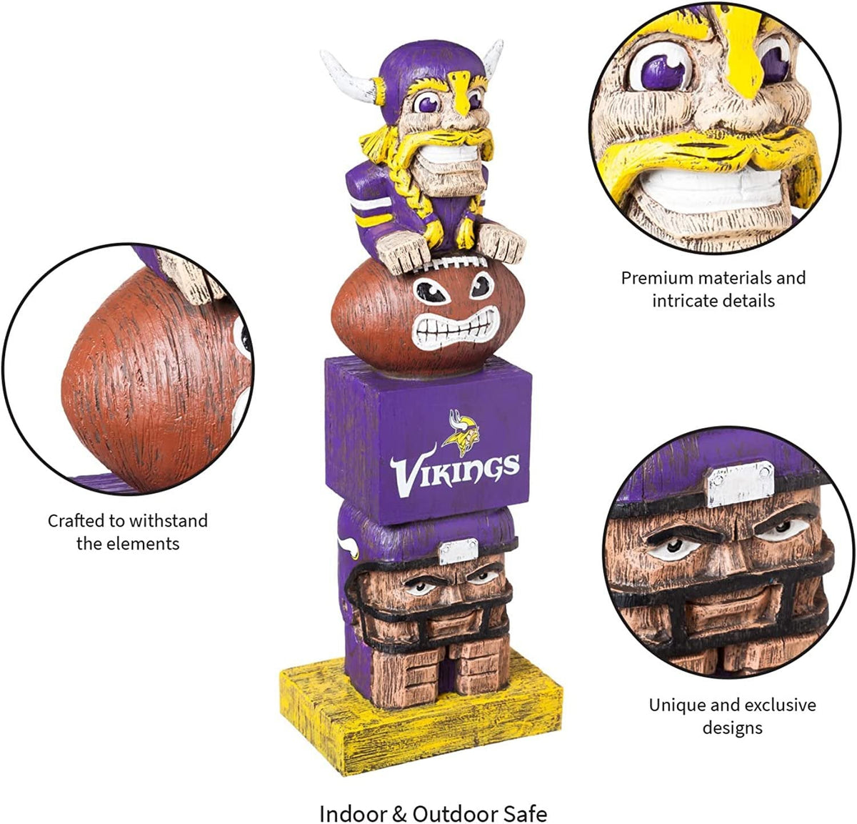 Minnesota Vikings Tiki Totem Garden Statue - 16" Resin Indoor & Outdoor Decor