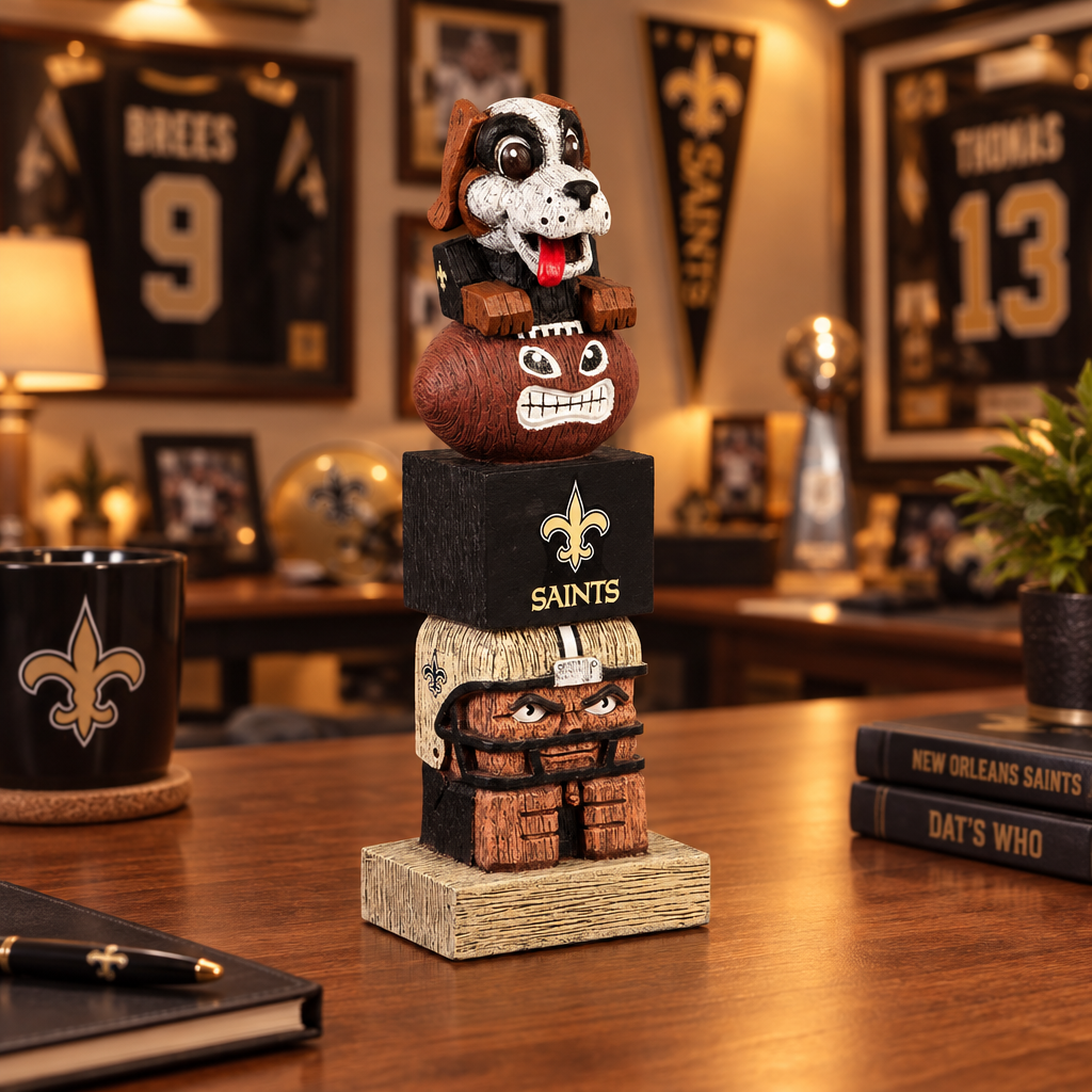 New Orleans Saints Tiki Totem Garden Statue, Hand Painted Resin, 16 Inch, Indoor Outdoor Decor, Officially Licensed