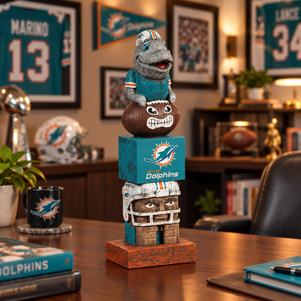 Miami Dolphins Tiki Totem Garden Statue - 16" Official NFL Outdoor & Indoor Decor