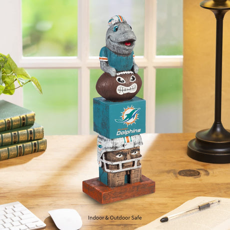 Miami Dolphins Tiki Totem Garden Statue - 16" Official NFL Outdoor & Indoor Decor