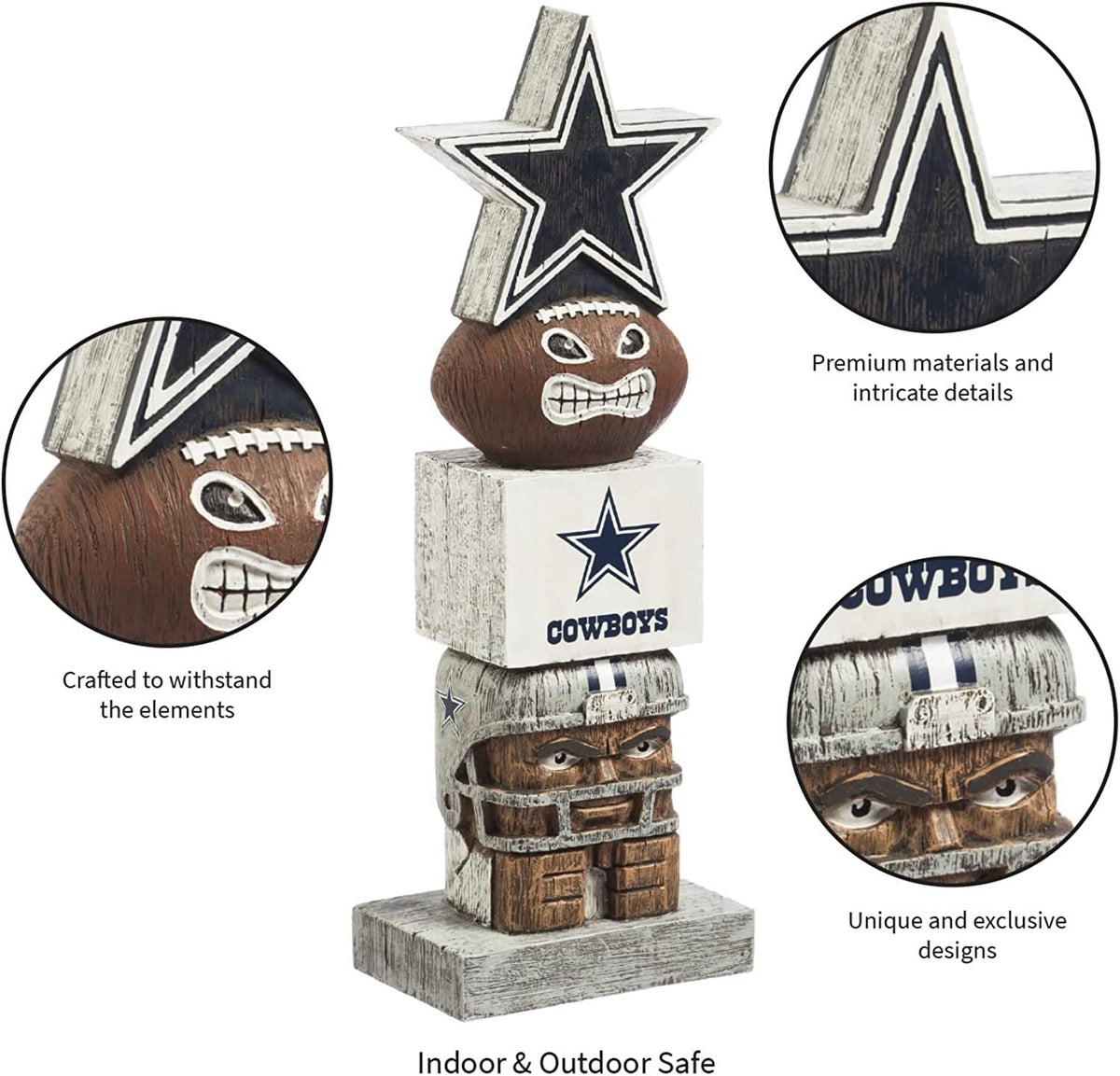 Dallas Cowboys Tiki Totem Garden Statue - 16" Official NFL Outdoor & Indoor Decor