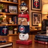 Twin bear figurine with a Minnesota Twins logo on a white background