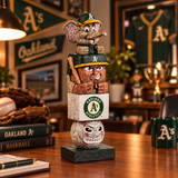 Tiki Totem with Oakland Athletics logo and character on top