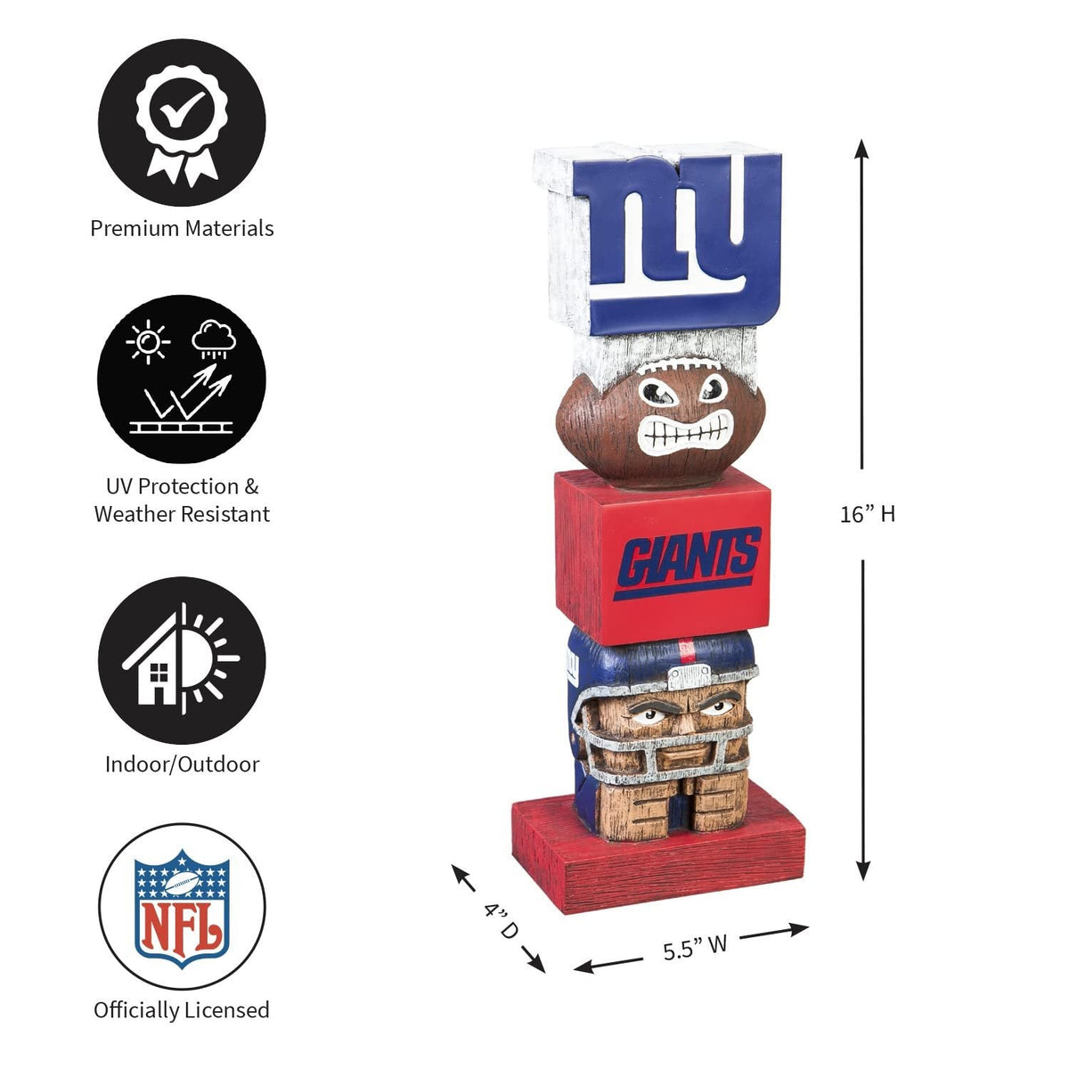 New York Giants Tiki Totem Garden Statue - 16" Official NFL Outdoor & Indoor Decor