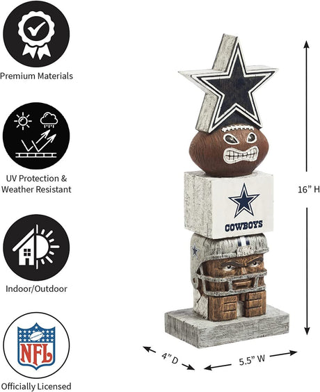 Dallas Cowboys Tiki Totem Garden Statue - 16" Official NFL Outdoor & Indoor Decor