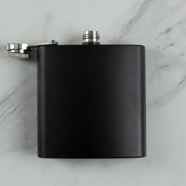 Personalized 6oz Matte Black Powder Coated Stainless Steel FSK602 Custom Engraved Kappa Delta Rho Coat of Arms