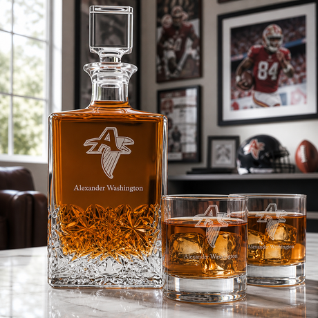 Personalized Atlanta Falcons Alternate - Personalized Excalibur Decanter Set with Whiskey Glasses - Man Cave Gifts - Gifts for Him