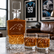 Personalized Carolina Panthers - Personalized Excalibur Decanter Set with Whiskey Glasses - Man Cave Gifts - Gifts for Him