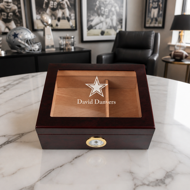 Personalized Cigar Humidor - Dallas Cowboys Star Football Sports Team Logo Design