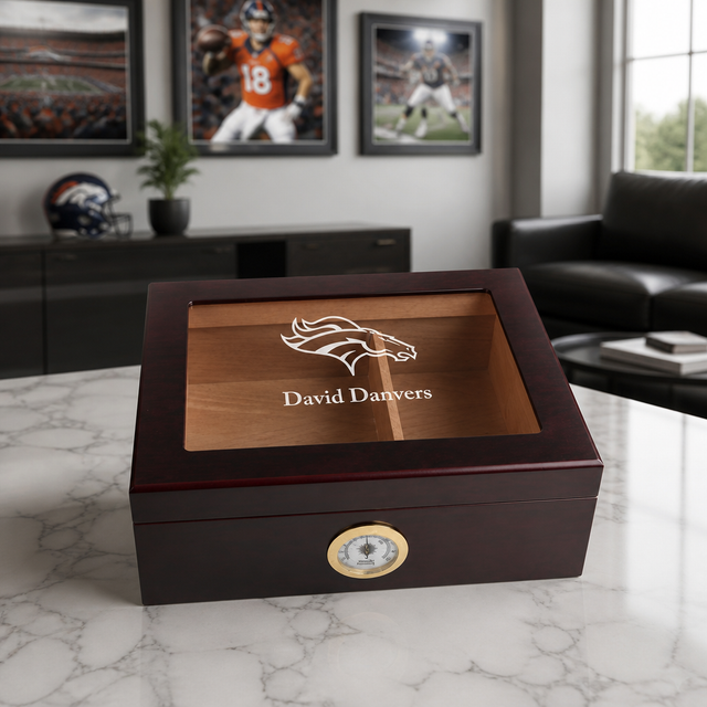 Personalized Cigar Humidor - Denver Broncos Football Sports Team Logo Design
