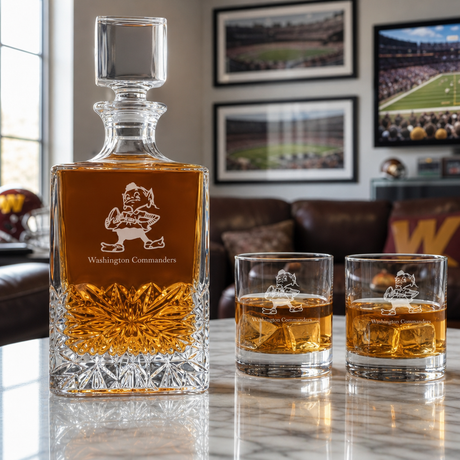 Personalized Cleveland Browns - Personalized Excalibur Decanter Set with Whiskey Glasses - Man Cave Gifts - Gifts for Him