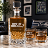 Personalized Seattle Seahawks - Personalized Excalibur Decanter Set with Whiskey Glasses - Man Cave Gifts - Gifts for Him