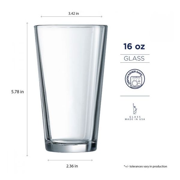Engraved Personalized 16oz Pint Glass - Custom Add Your Logo