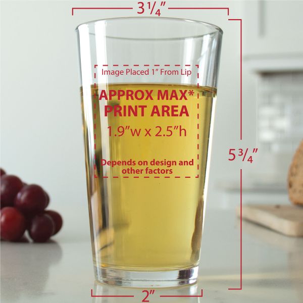 Engraved Personalized 16oz Pint Glass - Custom Add Your Logo