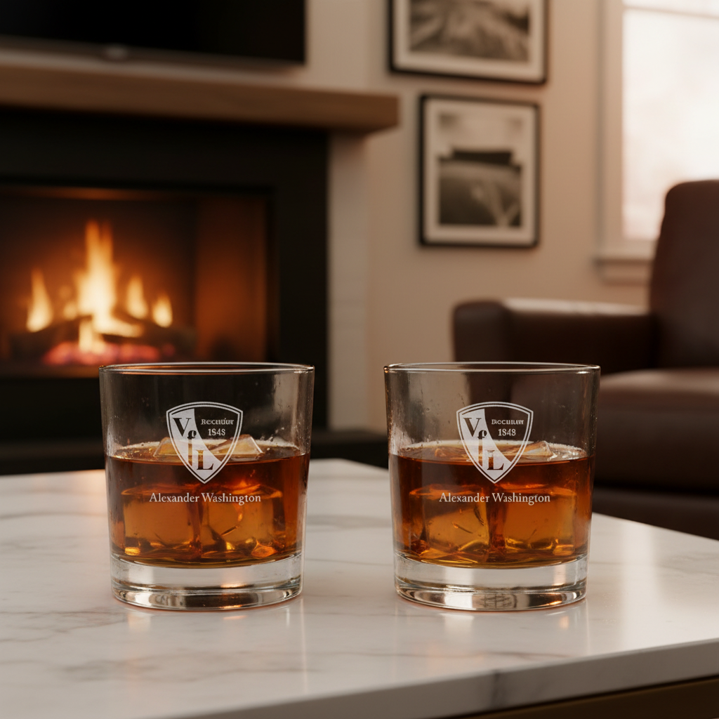 Engraved VFL Bochum Rocks Glass - Germany Football - Personalized Whiskey Glasses - Man Cave Gift Ideas - Gifts For Him - Soccer Fanatic - 2pcs