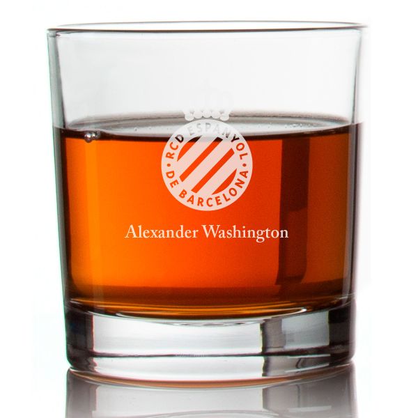 Engraved RCD Espanyol Rocks Glass - La Liga Spain Football - Personalized Whiskey Glasses - Man Cave Gift Ideas - Gifts For Him - Soccer Fanatic - 2pcs