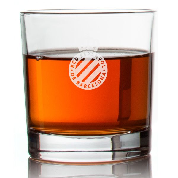 Engraved RCD Espanyol Rocks Glass - La Liga Spain Football - Personalized Whiskey Glasses - Man Cave Gift Ideas - Gifts For Him - Soccer Fanatic - 2pcs