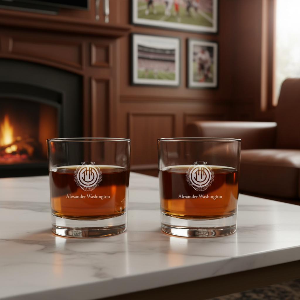 Engraved RCD Mallorca Rocks Glass - La Liga Spain Football - Personalized Whiskey Glasses - Man Cave Gift Ideas - Gifts For Him - Soccer Fanatic - 2pcs