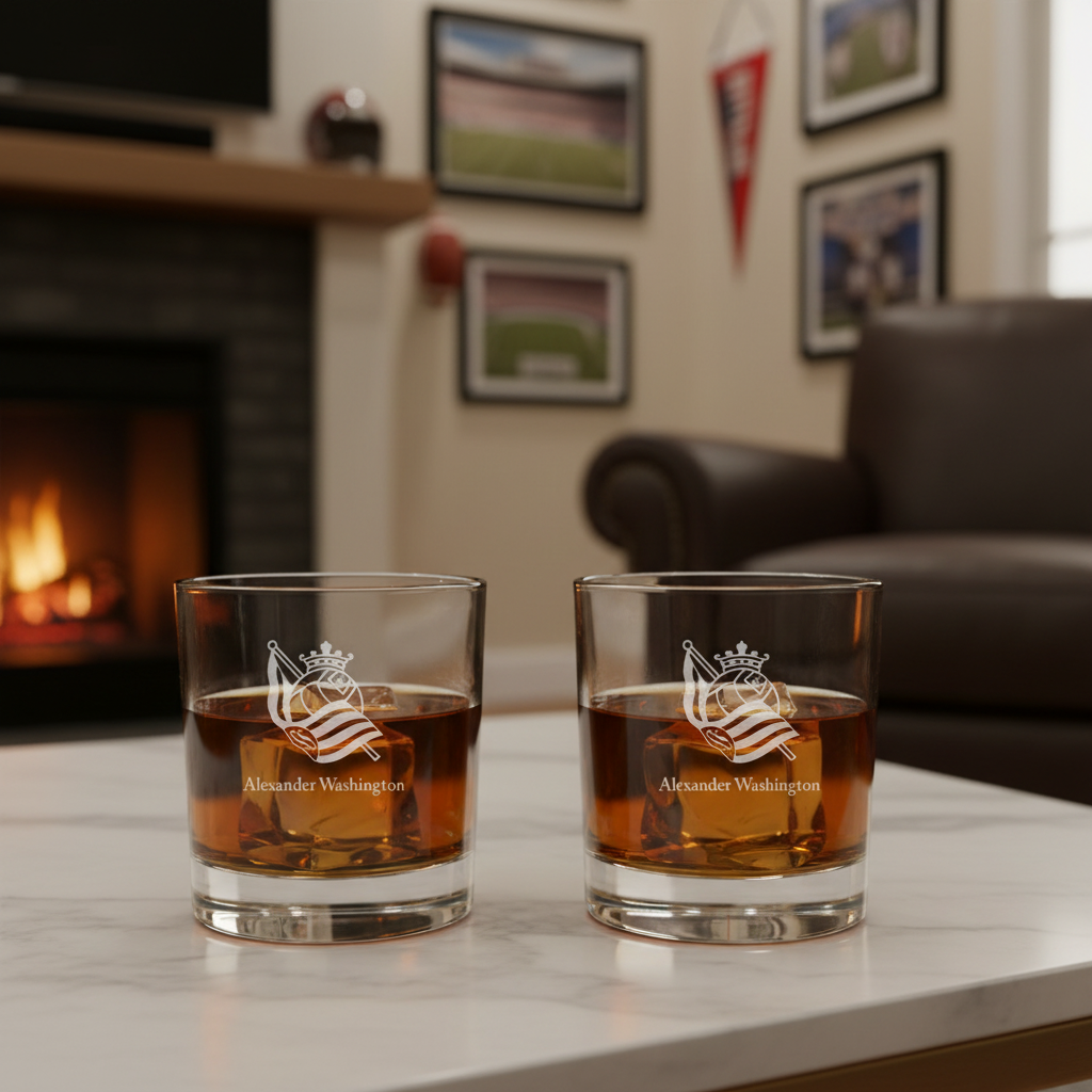 Engraved Real Sociedad Rocks Glass - La Liga Spain Football - Personalized Whiskey Glasses - Man Cave Gift Ideas - Gifts For Him - Soccer Fanatic - 2pcs