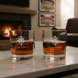 Engraved Villareal CF Rocks Glass - La Liga Spain Football - Personalized Whiskey Glasses - Man Cave Gift Ideas - Gifts For Him - Soccer Fanatic - 2pcs