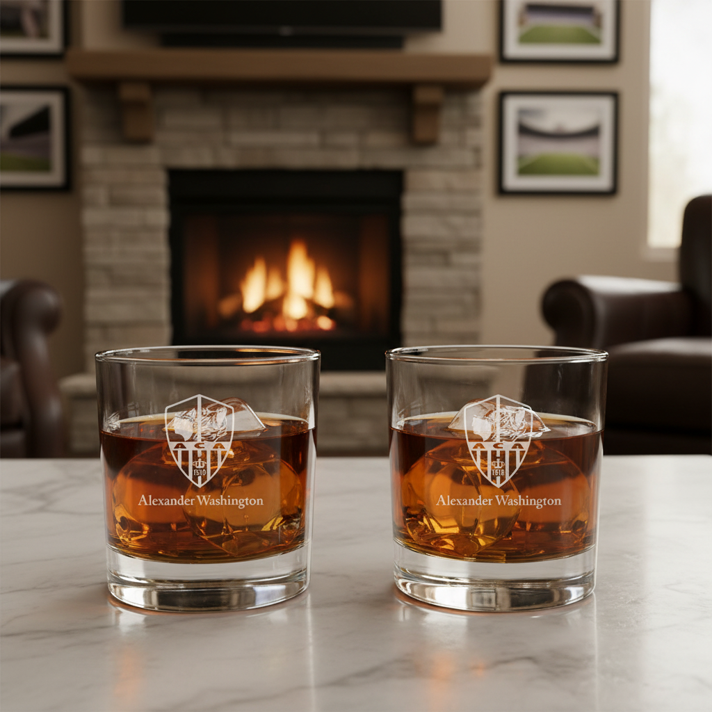 Engraved SC Ajaccio Rocks Glass - Ligue 1 France Football - Personalized Whiskey Glasses - Man Cave Gift Ideas - Gifts For Him - Soccer Fanatic - 2pcs