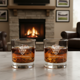 Engraved SC Ajaccio Rocks Glass - Ligue 1 France Football - Personalized Whiskey Glasses - Man Cave Gift Ideas - Gifts For Him - Soccer Fanatic - 2pcs