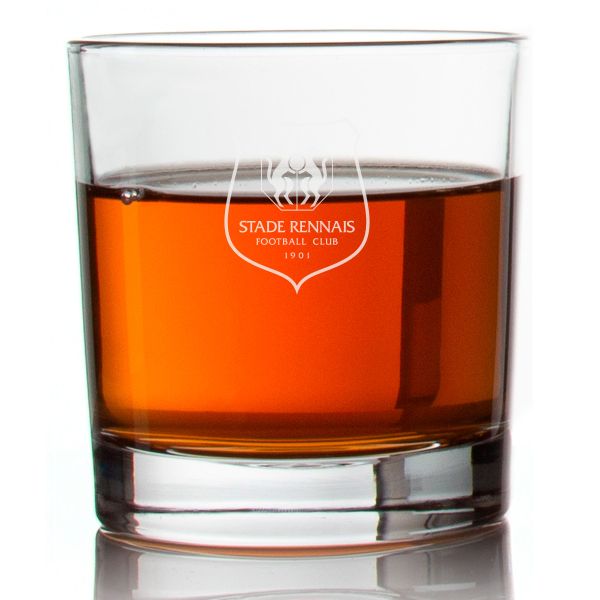 Engraved Stade Rennais Rocks Glass - Ligue 1 France Football - Personalized Whiskey Glasses - Man Cave Gift Ideas - Gifts For Him - Soccer Fanatic - 2pcs
