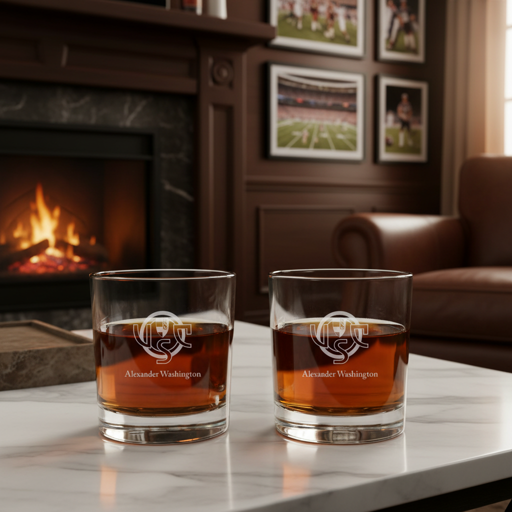 Engraved US Cremonese Rocks Glass - Serie A League Italy Football - Personalized Whiskey Glasses - Man Cave Gift Ideas - Gifts For Him - Soccer Fanatic - 2pcs
