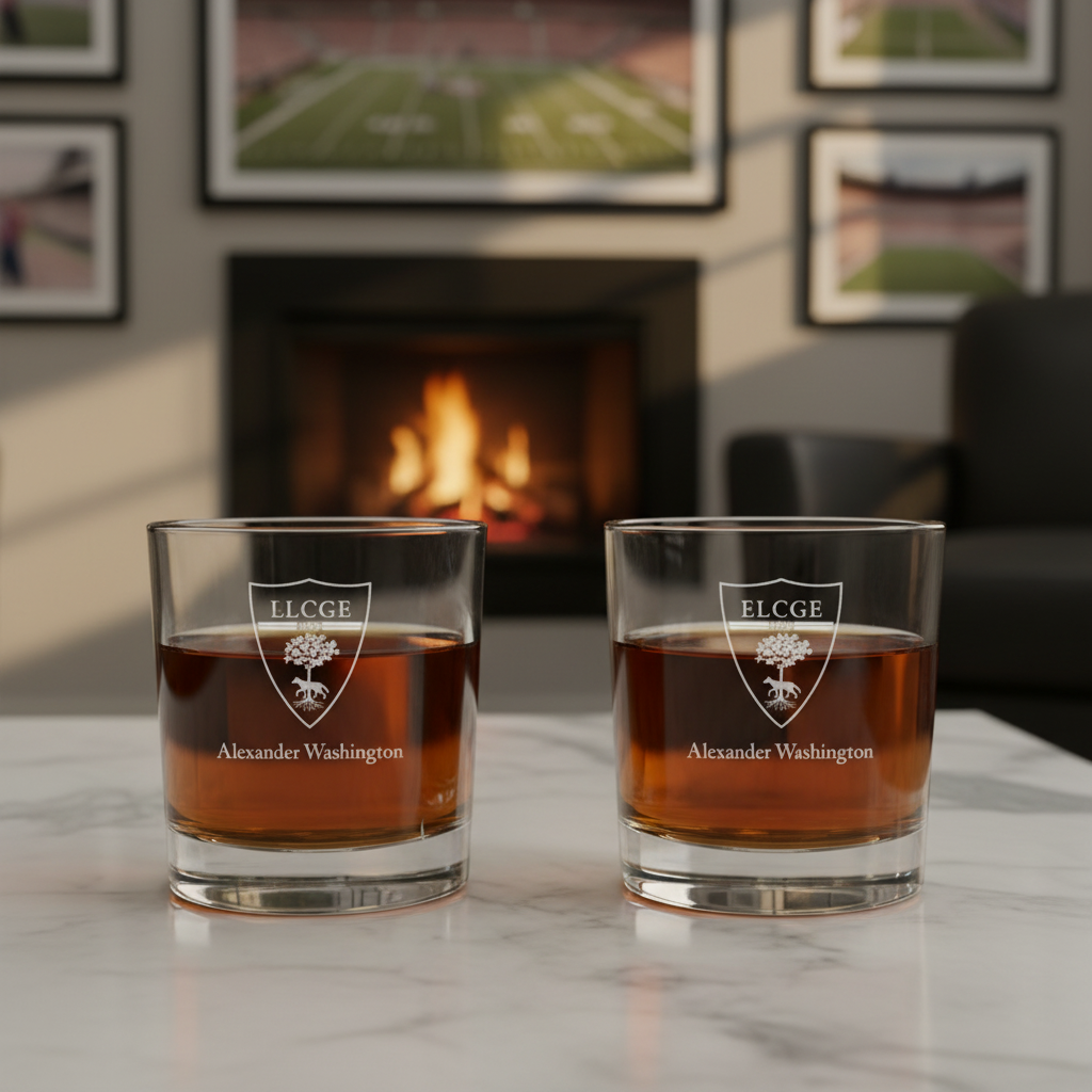 Engraved US Lecce Rocks Glass - Serie A League Italy Football - Personalized Whiskey Glasses - Man Cave Gift Ideas - Gifts For Him - Soccer Fanatic - 2pcs