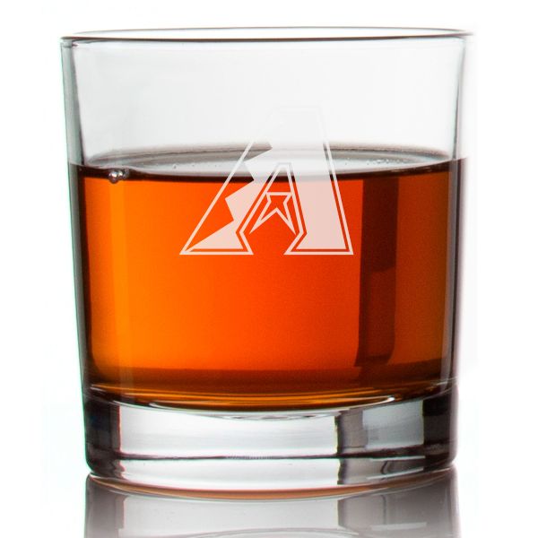 Engraved Arizona Diamondbacks Logo Rocks Glass - Major League Baseball- Personalized Whiskey Glasses - Man Cave Gift Ideas - Gifts For Him - Baseball Fanatic - 2pcs