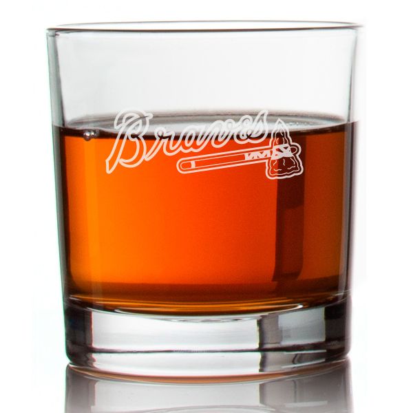 Engraved Atlanta Braves Rocks Glass - Major League Baseball- Personalized Whiskey Glasses - Man Cave Gift Ideas - Gifts For Him - Baseball Fanatic - 2pcs