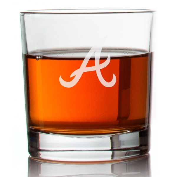 Engraved Atlanta Braves Insignia Rocks Glass - Major League Baseball - Personalized Whiskey Glasses - Man Cave Gift Ideas - Gifts For Him - Baseball Fanatic - 2pcs