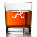 Engraved Atlanta Braves Insignia Rocks Glass - Major League Baseball - Personalized Whiskey Glasses - Man Cave Gift Ideas - Gifts For Him - Baseball Fanatic - 2pcs