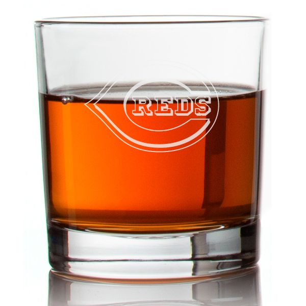 Engraved Cincinnati Reds Logo Rocks Glass - Major League Baseball - Personalized Whiskey Glasses - Man Cave Gift Ideas - Gifts For Him - Baseball Fanatic - 2pcs