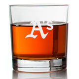 Engraved Athletics A's Cap Logo Rocks Glass - Major League Baseball- Personalized Whiskey Glasses - Man Cave Gift Ideas - Gifts For Him - Baseball Fanatic - 2pcs