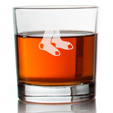 Engraved Red Sox Hanging Socks Rocks Glass - Major League Baseball- Personalized Whiskey Glasses - Man Cave Gift Ideas - Gifts For Him - Baseball Fanatic - 2pcs