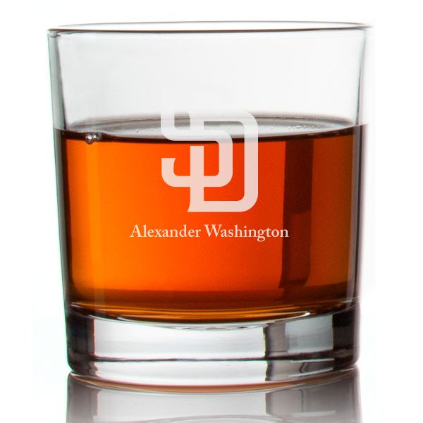 Engraved San Diego Padres Logo Rocks Glass - Major League Baseball- Personalized Whiskey Glasses - Man Cave Gift Ideas - Gifts For Him - Baseball Fanatic - 2pcs