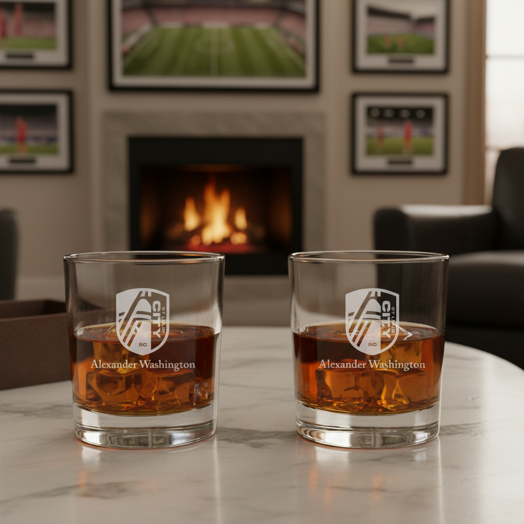Engraved St. Louis City FC Rocks Glass - Major League Soccer - Personalized Whiskey Glasses - Man Cave Gift Ideas - Gifts For Him - Soccer Fanatic - 2pcs