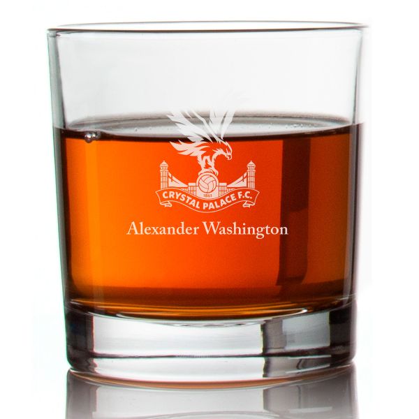 Engraved Crystal Palace Football Club Rocks Glass - Premier League Football - Personalized Whiskey Glasses - Man Cave Gift Ideas - Gifts For Him - Soccer Fanatic - 2pcs
