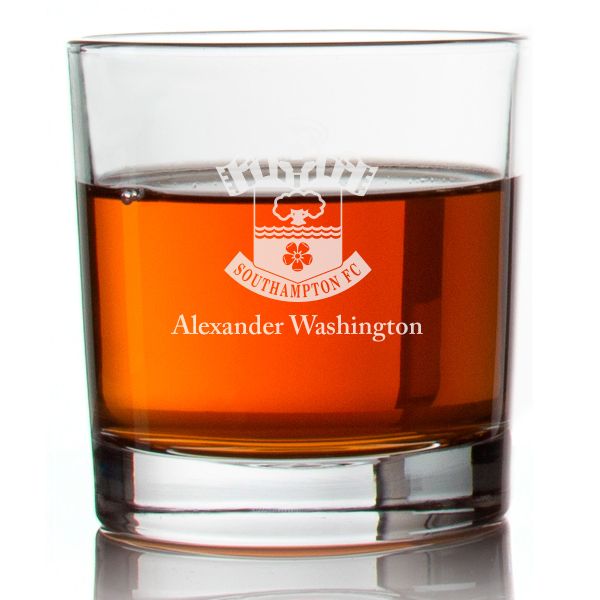 Engraved Southhampton Football Club Rocks Glass - Premier League Football - Personalized Whiskey Glasses - Man Cave Gift Ideas - Gifts For Him - Soccer Fanatic - 2pcs
