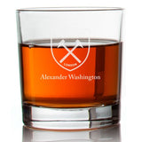 Engraved West Ham United Football Club Rocks Glass - Premier League Football - Personalized Whiskey Glasses - Man Cave Gift Ideas - Gifts For Him - Soccer Fanatic - 2pcs