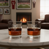 Engraved Santa Clara Rocks Glass - Primeira Liga Portugal Football - Personalized Whiskey Glasses - Man Cave Gift Ideas - Gifts For Him - Soccer Fanatic - 2pcs
