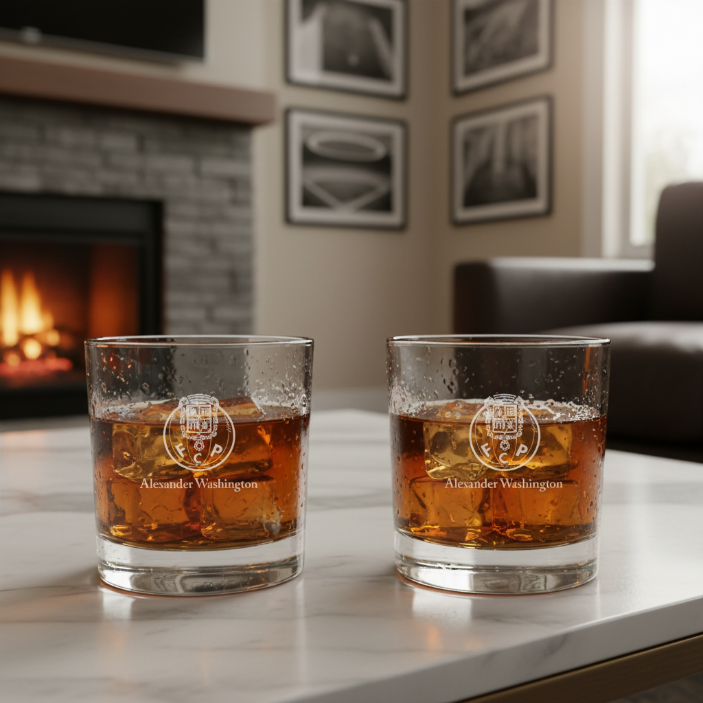 Engraved Porto Rocks Glass - Primeira Liga Portugal Football - Personalized Whiskey Glasses - Man Cave Gift Ideas - Gifts For Him - Soccer Fanatic - 2pcs
