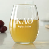 Custom Engraved Kappa Alpha Theta Stemless Wine Glass Set - Set of 2