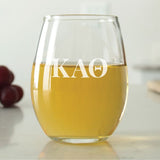 Custom Engraved Kappa Alpha Theta Stemless Wine Glass Set - Set of 2