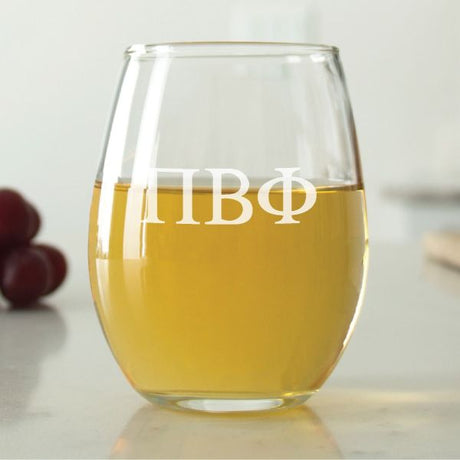 Custom Engraved Pi Beta Phi Stemless Wine Glass Set - Set of 2