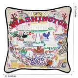 Washington DC Hand-Embroidered Pillow by CatStudio