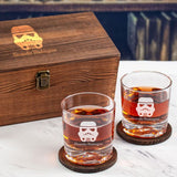 Custom Engraved Storm Trooper - Personalized Whiskey Glasses In Wood Gift Box